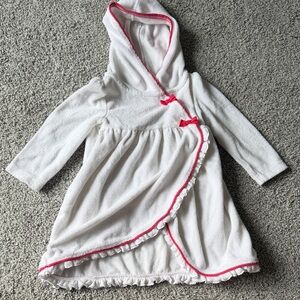 Gymboree hooded terry cloth toddler swim cover-up with pink trim and bows